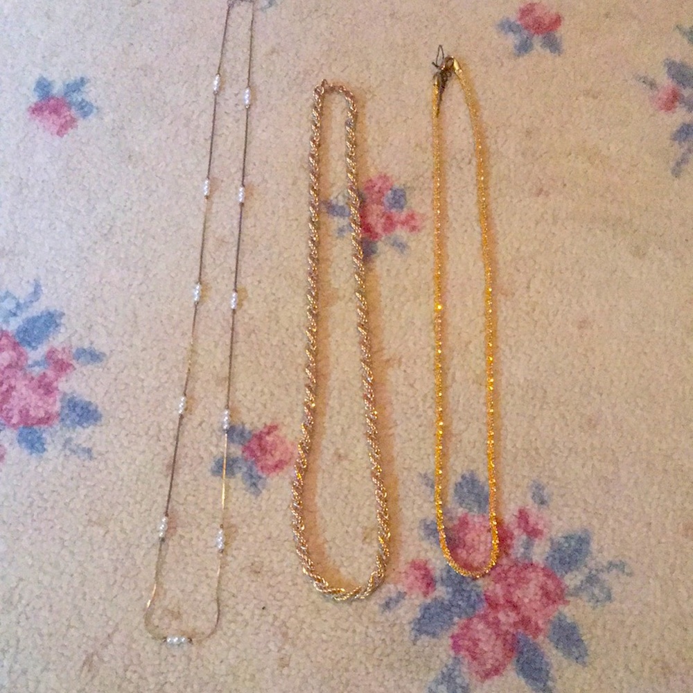 Mid to long vintage gold look necklace bundle